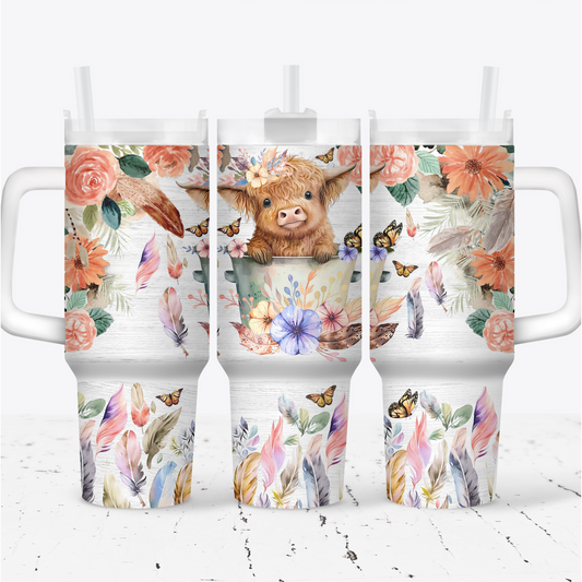 Highland Cow 40oz Stainless Steel Tumblers